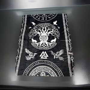 Viking Gifts for Men, Women, Norse Mythology Gift 5o”x 65” Black ,Nordic Totem